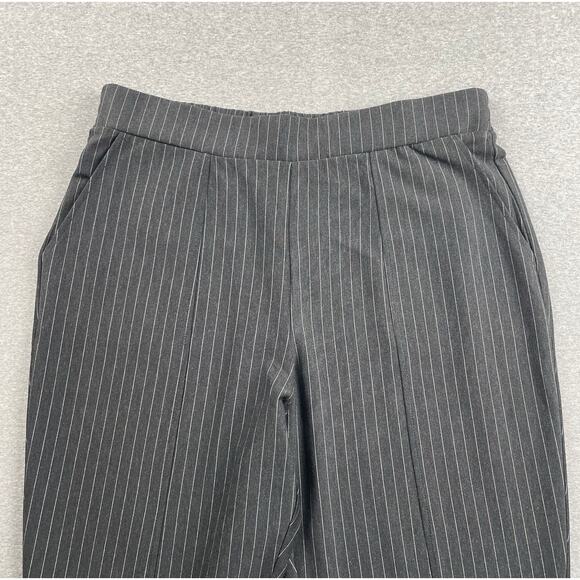 Noisy May Pants Womens XL Gray Pinstripe High Waist Pull On Split Hem Trousers - Picture 4 of 16